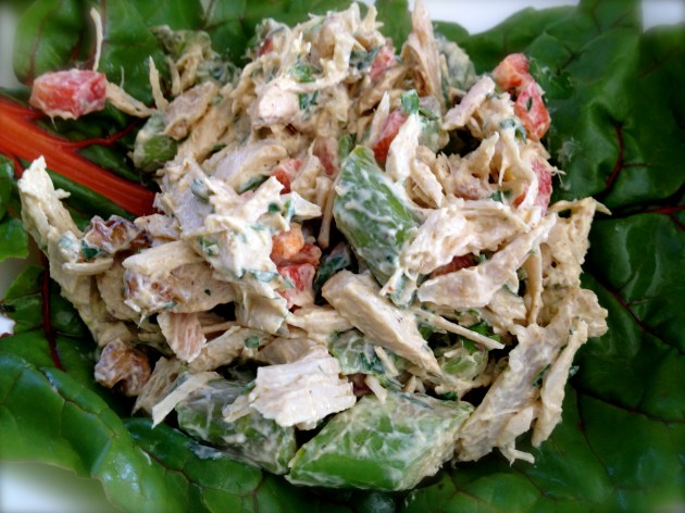 Salad scoop on a pretty swiss chard leaf