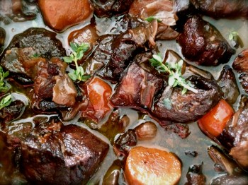 Look at that color! Pork stew with prunes