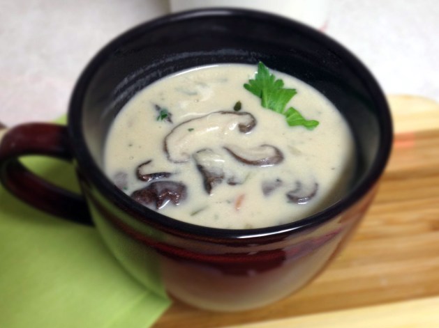 Fresh cup of mushroom and potato chowder