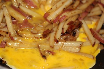 Adding eggs - cooking is finished