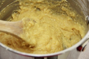 Dough mixture after working in the eggs