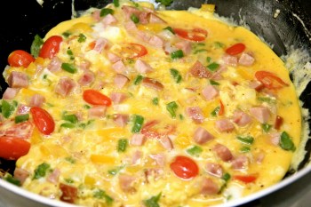 Eggs whisked with milk added