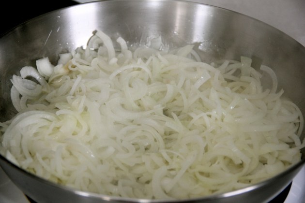 Sauteing onions until golden and lightly browned