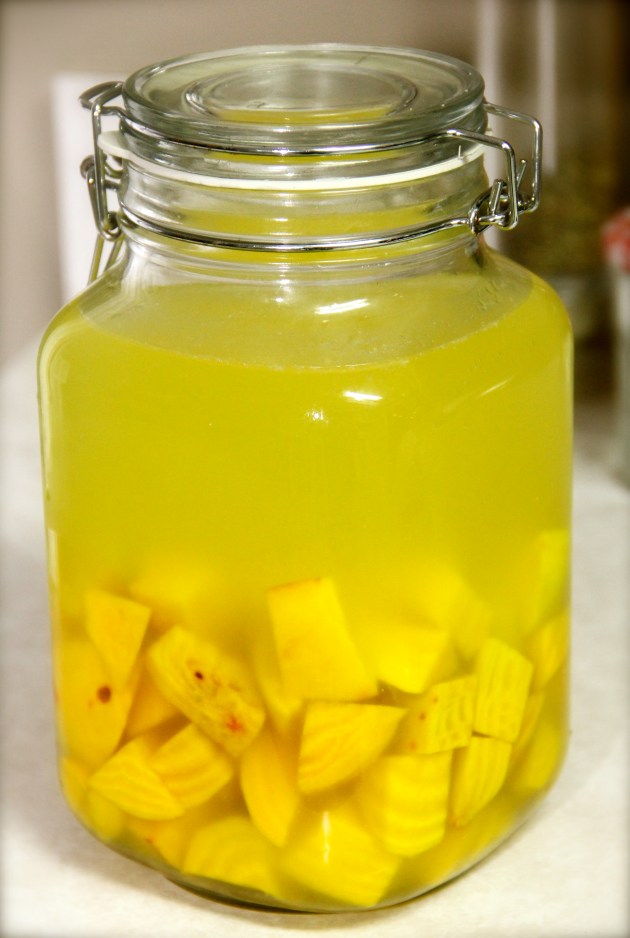 Beautiful golden beets kvass -- a refreshing and curative drink