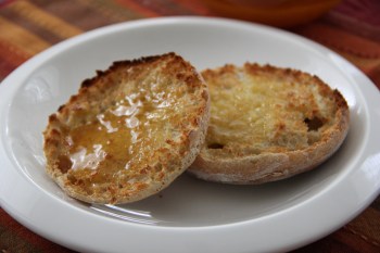 Sourdough English Muffins with home made butter and raw honey