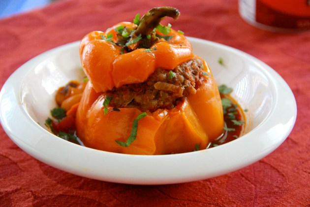 Please to the table -- stuffed sweet peppers with beef and couscous