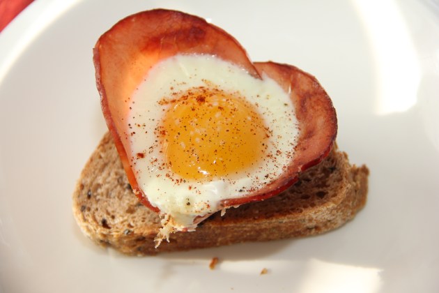 Saturday breakfast -- ham and egg flowers over a toast Saturday breakfast -- ham and egg flowers over a toast