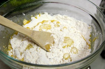 Mixing the warm and dry ingredients