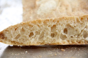 A slice of freshly baked ciabatta