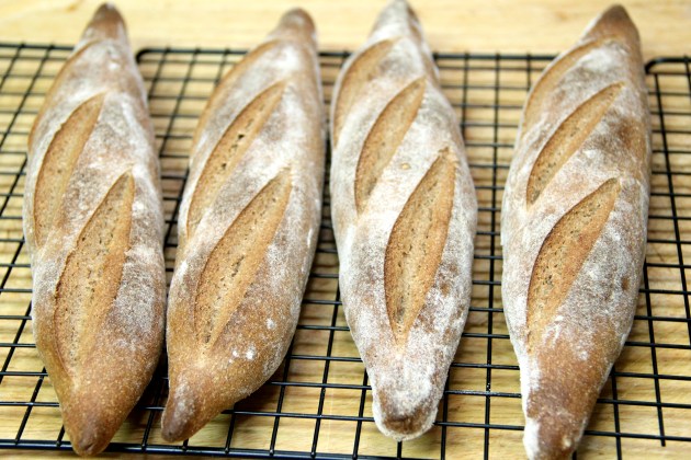 Whole wheat batards with buckwheat