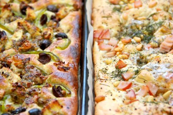Focaccia fresh out of the oven