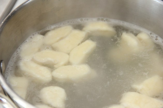 Making Lazy Dumplings: Dumplings rising to the top are ready