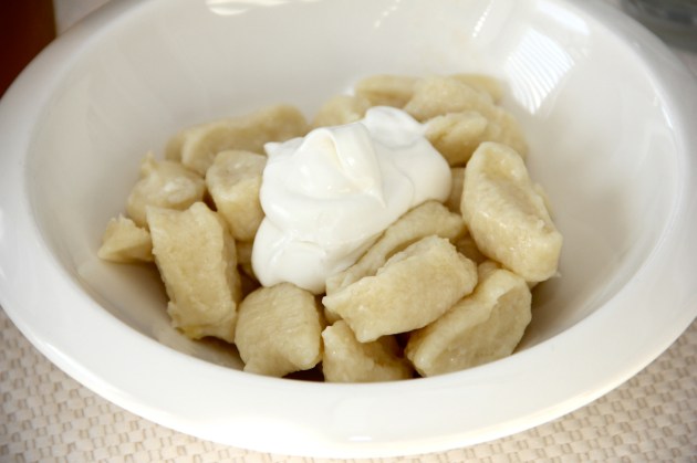 Lazy Dumplings with a dollop of sour cream