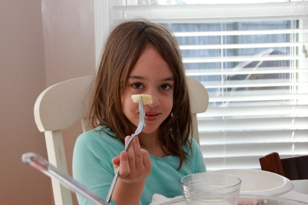 The Kid thoroughly enjoying Lazy Dumplings