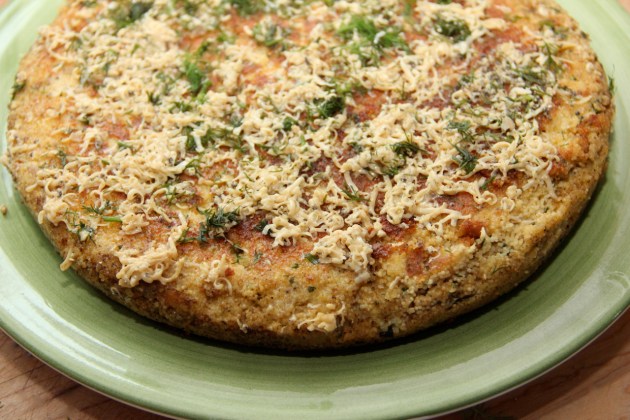 Making Fish Roe Skillet Pie -- ready to serve