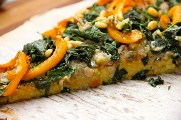 Fake Polenta Pizza With Many Toppings