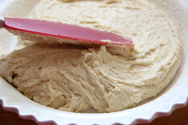 Making Strawberry Cake -- Spreading the cake batter