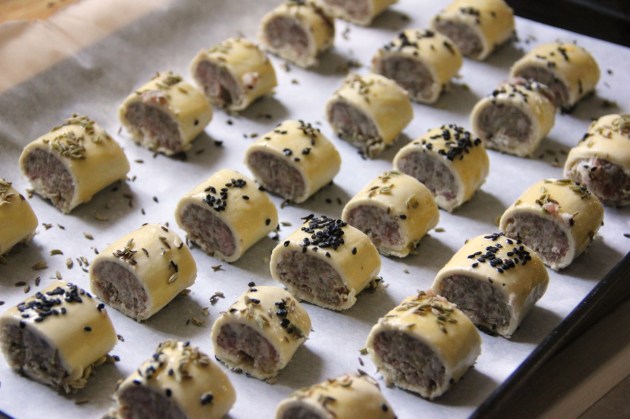 Sausage Bites With Pine Nuts -- ready to bake