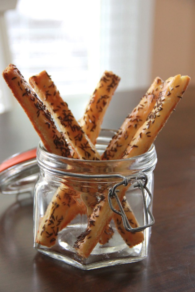Cheese Sticks With Caraway Seed -- freshly baked