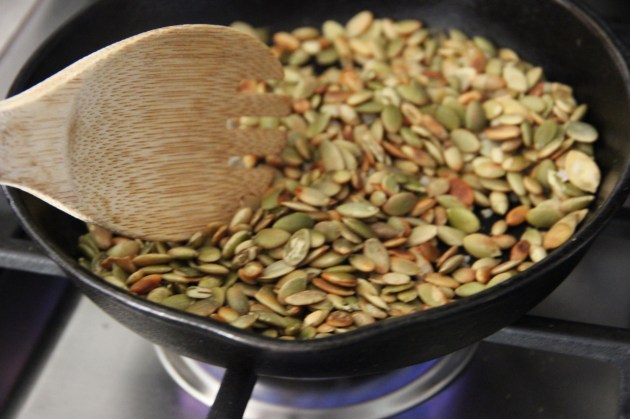 Toasting Pumpkin Seeds for Spinach & Pumpkin Seed Pesto
