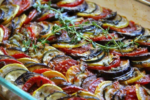 Confit Byaldi by Thomas Keller, also known as Ratatouille from Pixar's animated movie