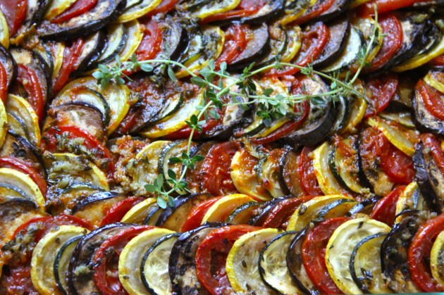 Confit Byaldi by Thomas Keller, also known as Ratatouille from Pixar's animated movie