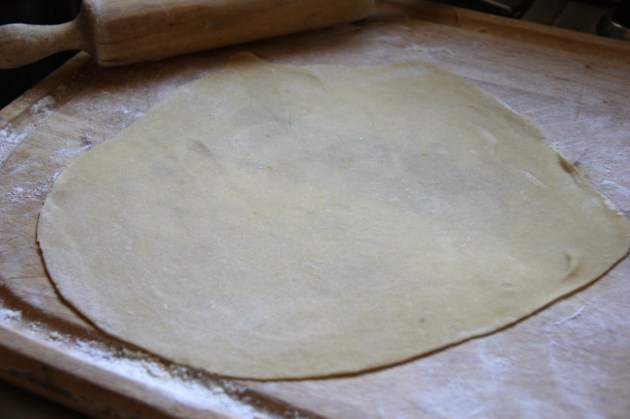 Honey Cake With Walnuts & Prunes -- rolling the dough