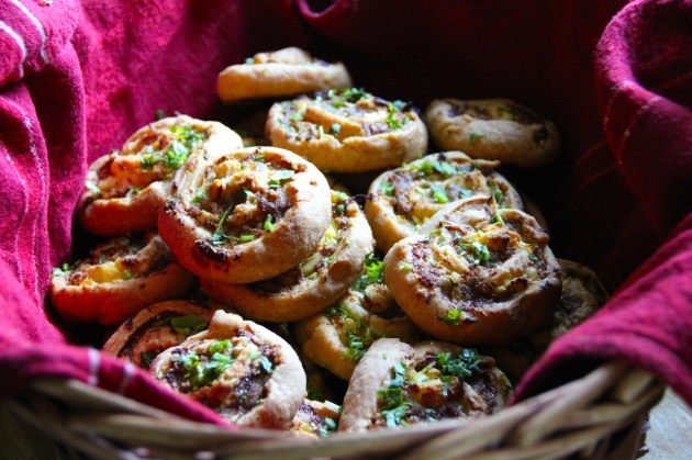 Cheese Swirls: meat, eggs and cheese filling